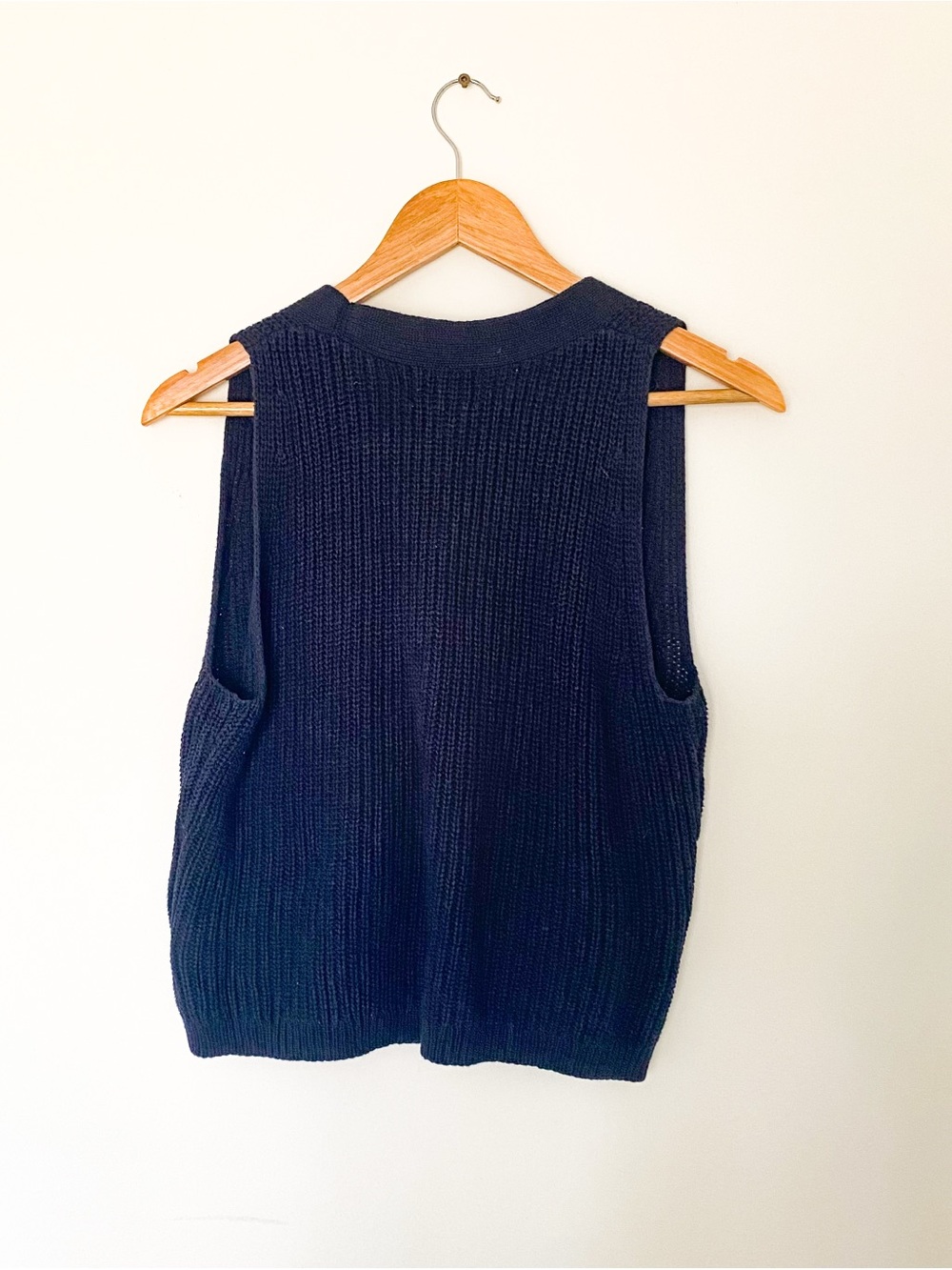 Classic Blue Knit Button-Front Vest Sweater - 100% cotton - Preppy Collegiate - Picture 3 of 8